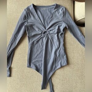 Abercrombie & Fitch Gray Bodysuit with Ring Detail